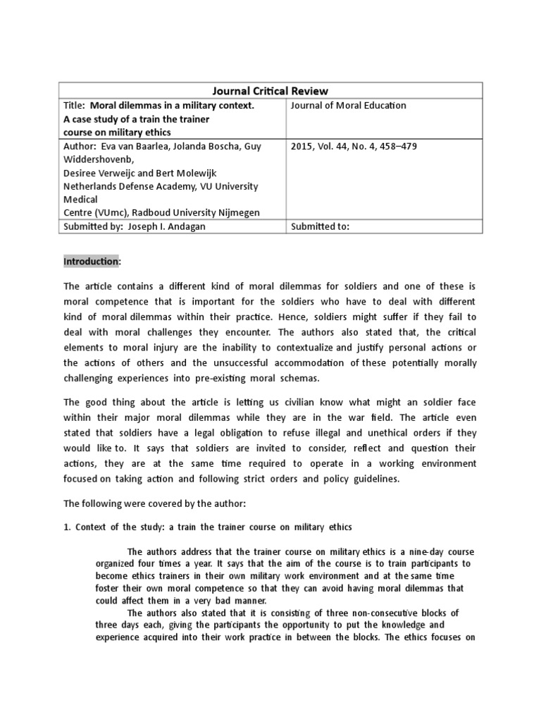 writing a critical review of a journal article