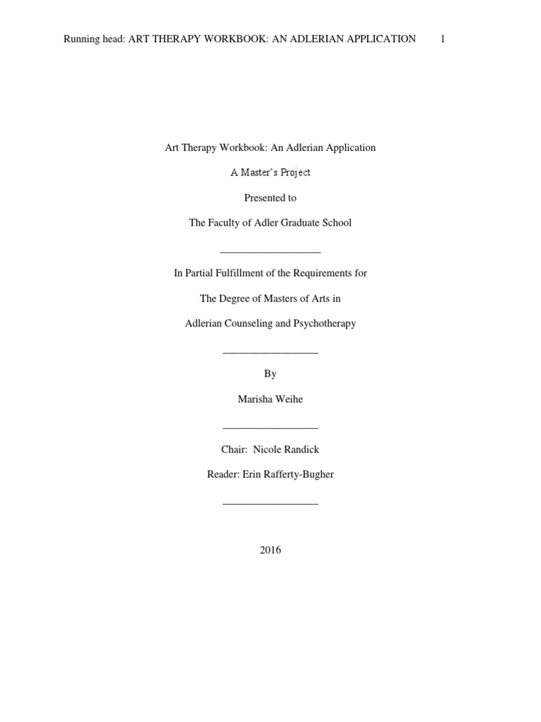 Adlerian Art Therapy Workbook Guide PDF Art Therapy Psychotherapy