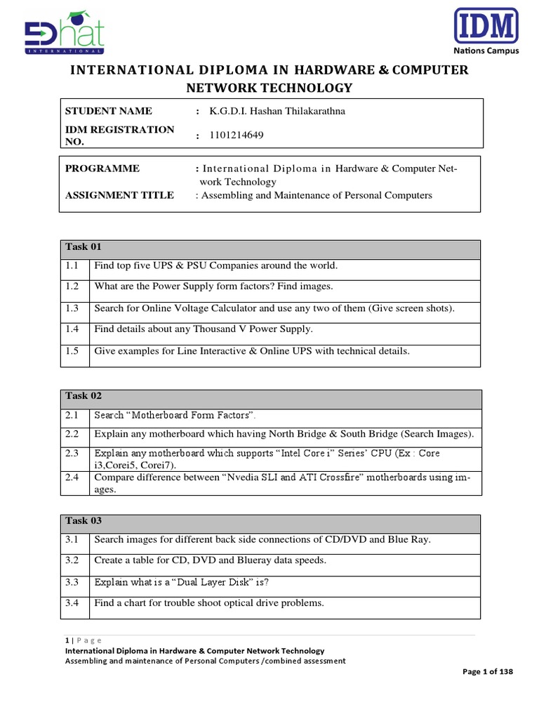 IDM International Diploma in Computer Hardware & Networking Combined