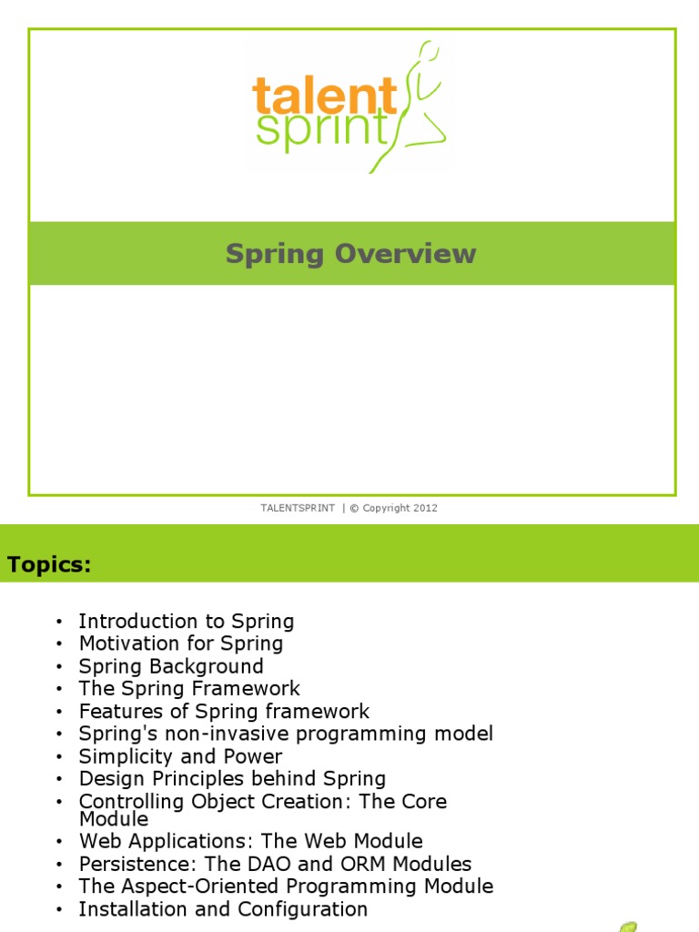 Spring Overview Tuitorial | PDF | Spring Framework | Information ...