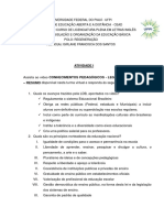 Atividade I Legislação e Organização Educação Básica