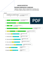 Análisis sintáctico de oraciones compuestas y complejas