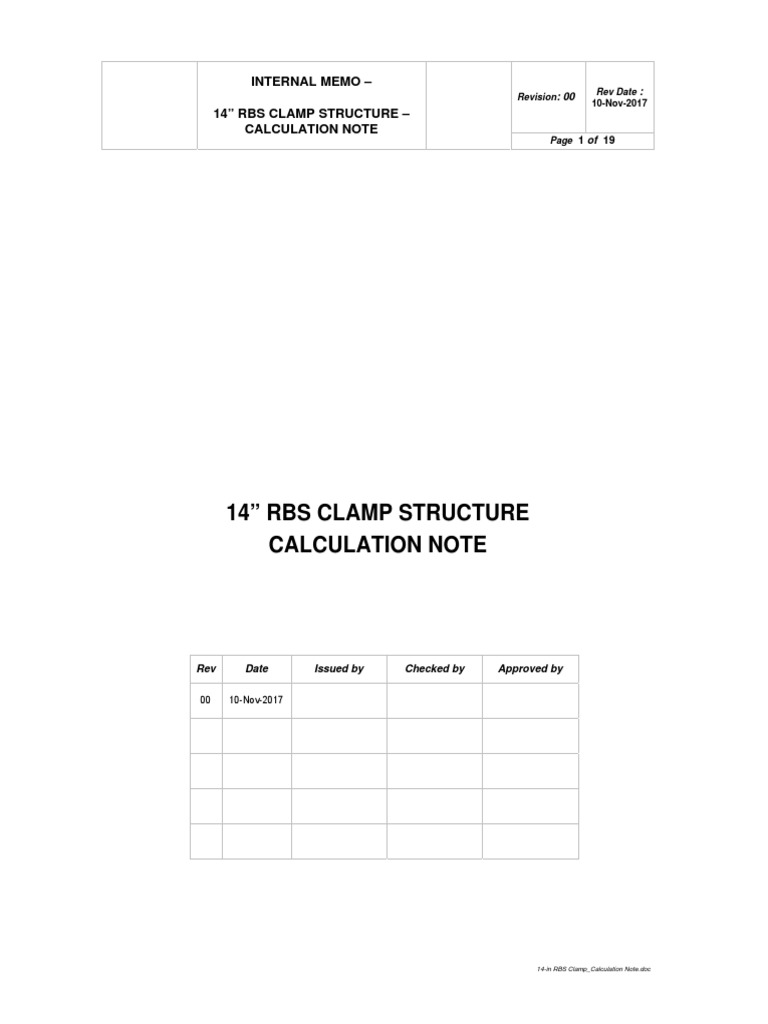 14In RBS Clamp Calculation Note PDF Building Engineering