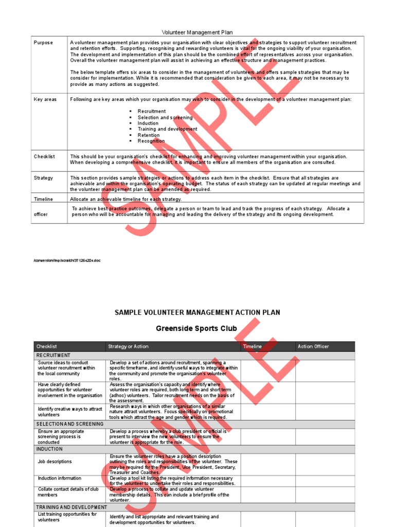 Volunteer Management Plan Template | PDF | Volunteering | Employee ...
