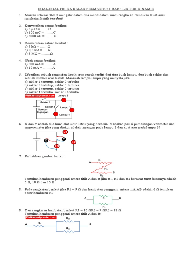 Soal Listrik Dinamis Kelas 9 Semester 1 | PDF | Metode & Bahan Ajar ...