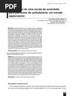 Construção de Uma Escala de Ansiedade Para Pacientes de Ambulatório
