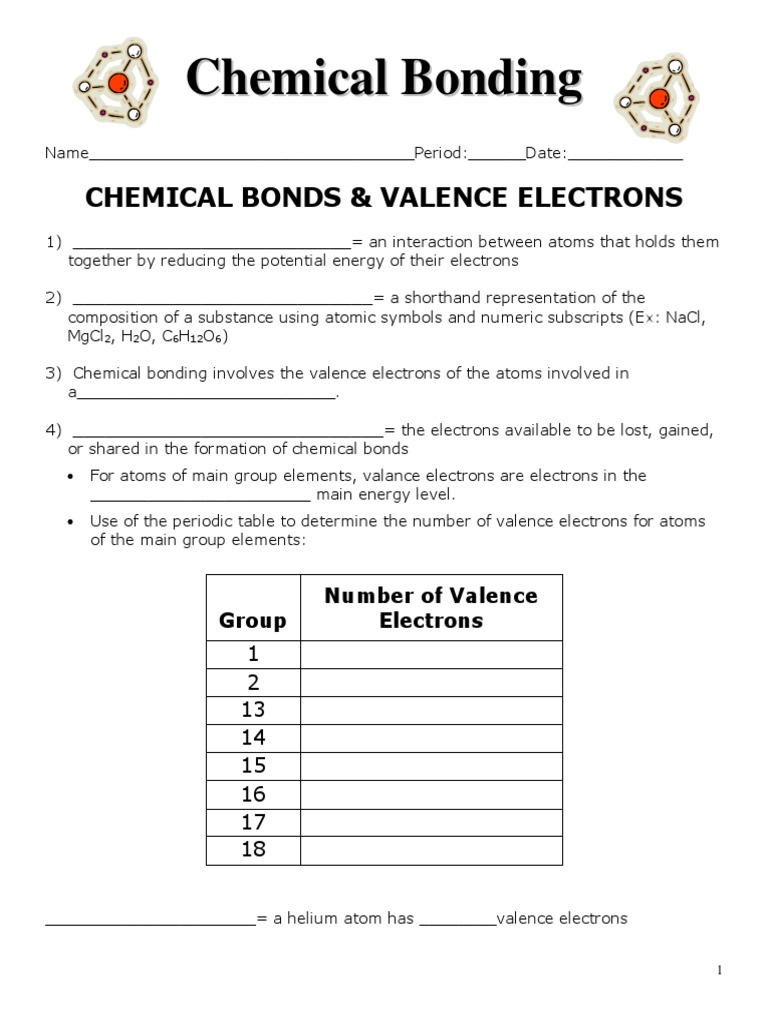 PKT Bonding25 Student Notes  Ionic Bonding  Chemical Bond Pertaining To Valence Electrons Worksheet Answers