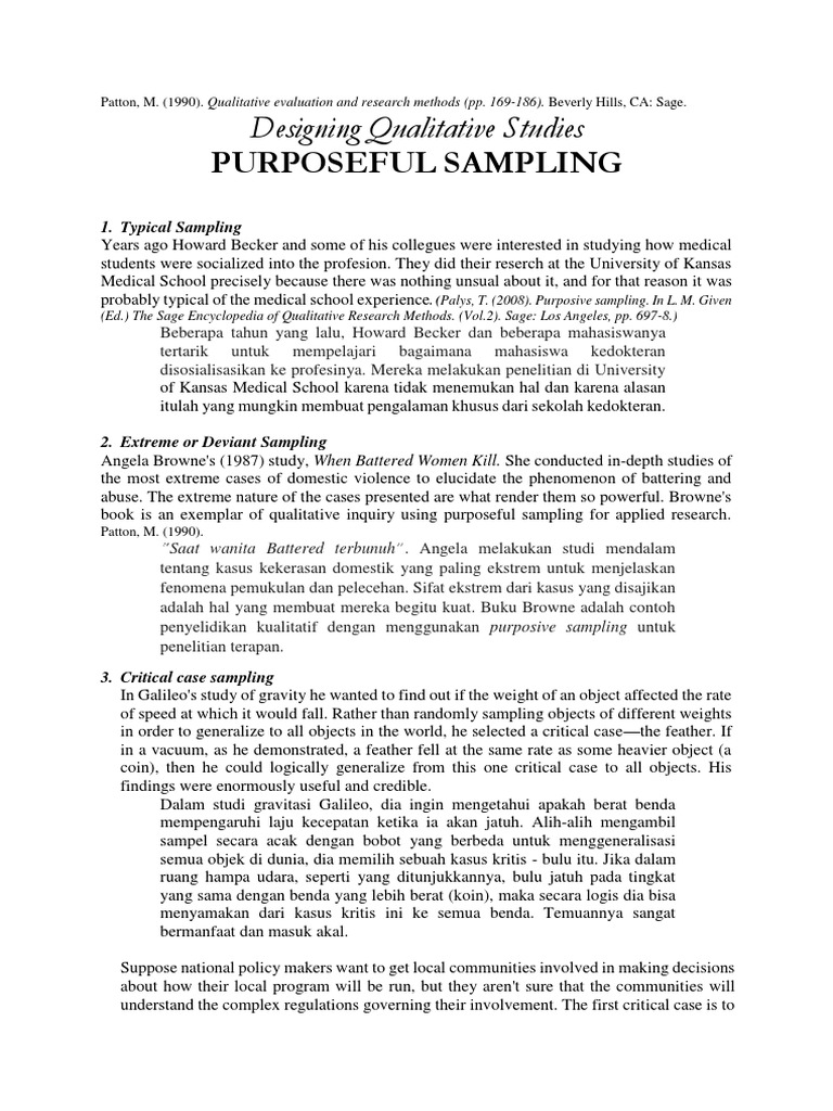Purposeful Sampling in Qualitative Research | PDF | Social Science