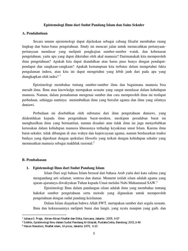 Epistemologi Ilmu Dari Sudut Pandang Isl Pdf