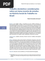 Trabalho Doméstico - Considerações Sobre Um Tema Recente de Estudos Na História Social Do Trabalho No Brasil