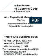 Pre-Bar Review Tariff and Customs Code