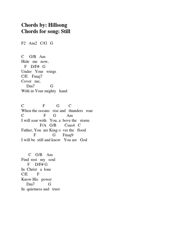 Still - Hillsong Chords and Lyrics | PDF
