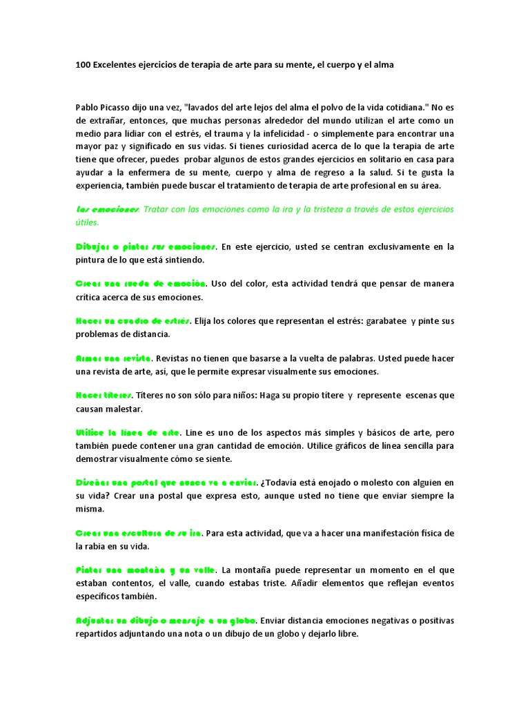 100 Ejercicios de Arte Terapia | PDF | Pinturas | Psicoterapia