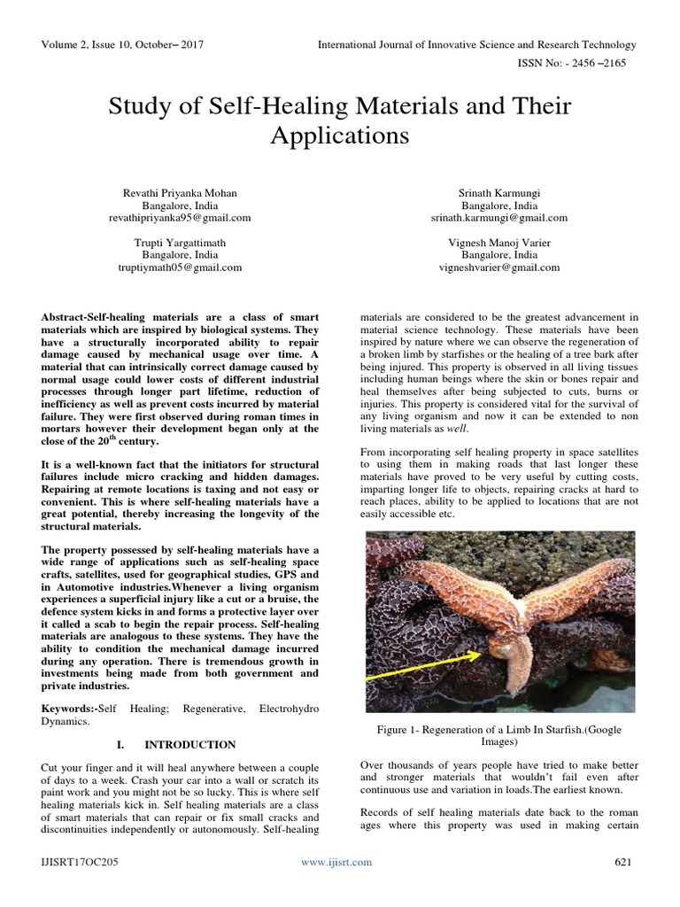 Study of Self Healing Materials and Their Applications Nanoparticle