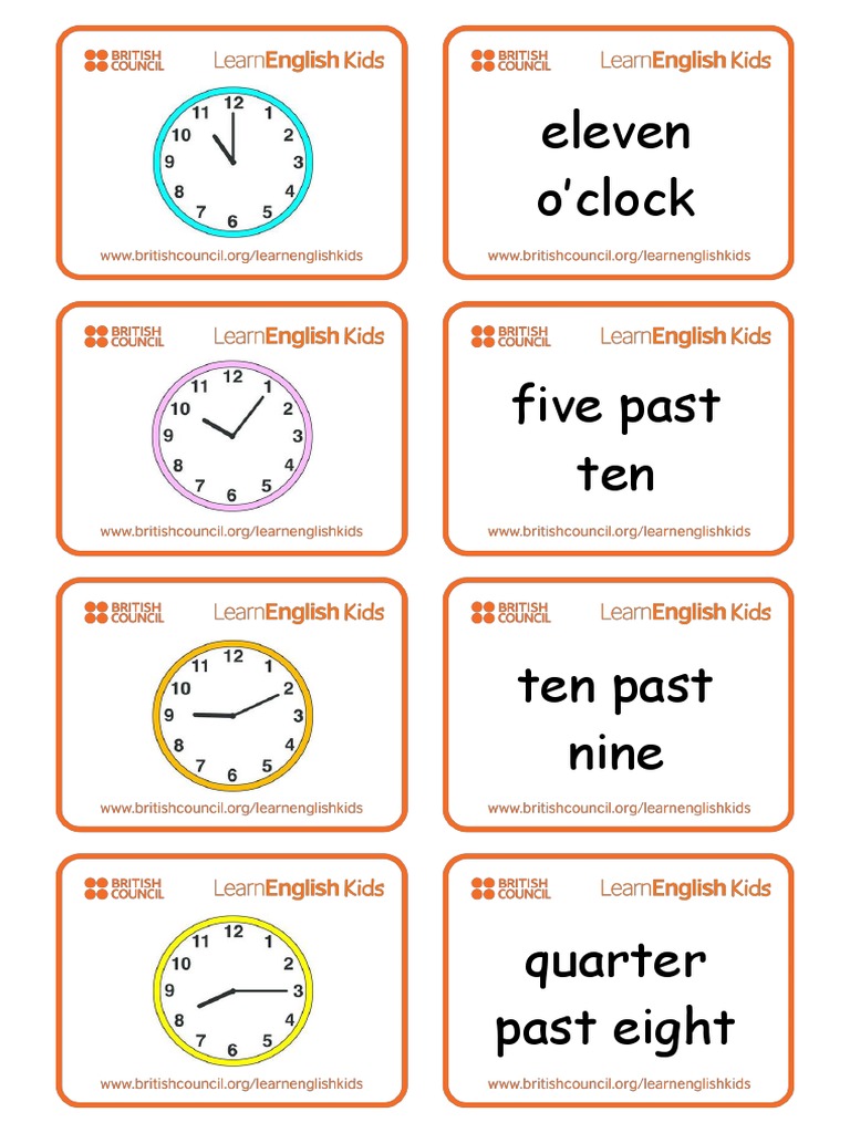 Telling The Time Flashcards Pdf