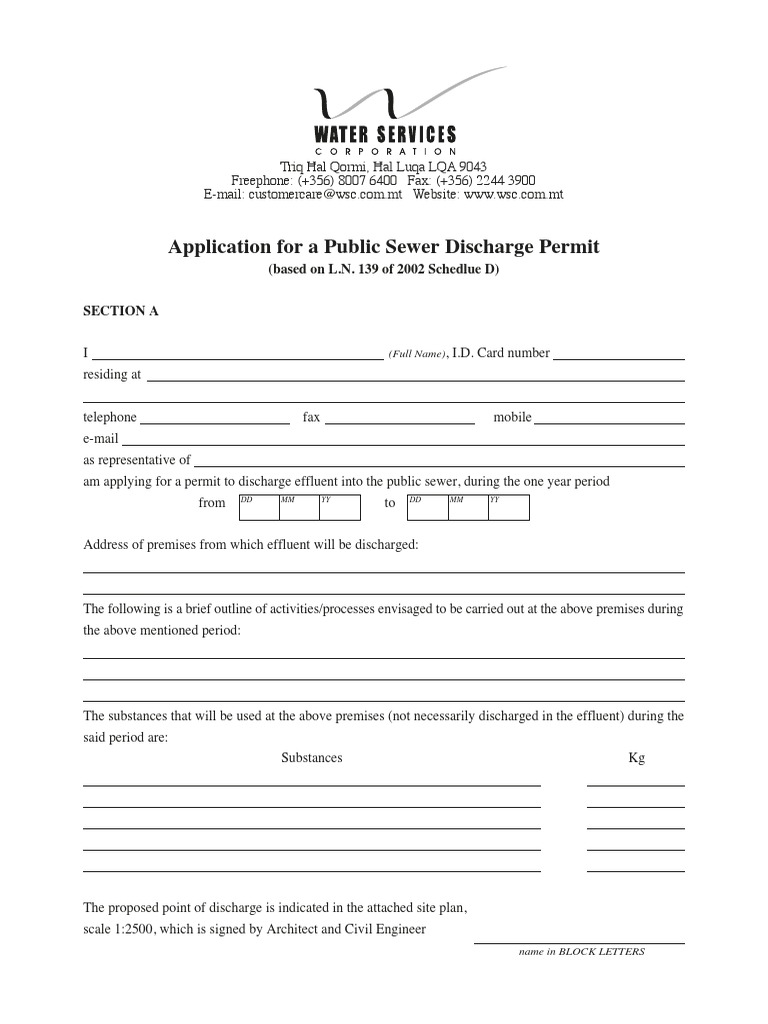 Wsc Public Sewer Discharge Permit Sanitary Sewer Paint