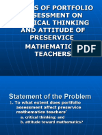 Effects of Portfolio Assessment On Critical Thinking and Attitude of Preservice Mathematics Teachers