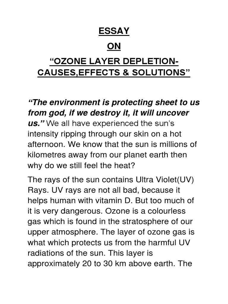 ozone depletion essay