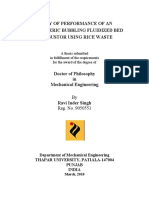 Study of Performance of An Atmospheric Bubbling Fluidized Bed Combustor Using Rice Waste