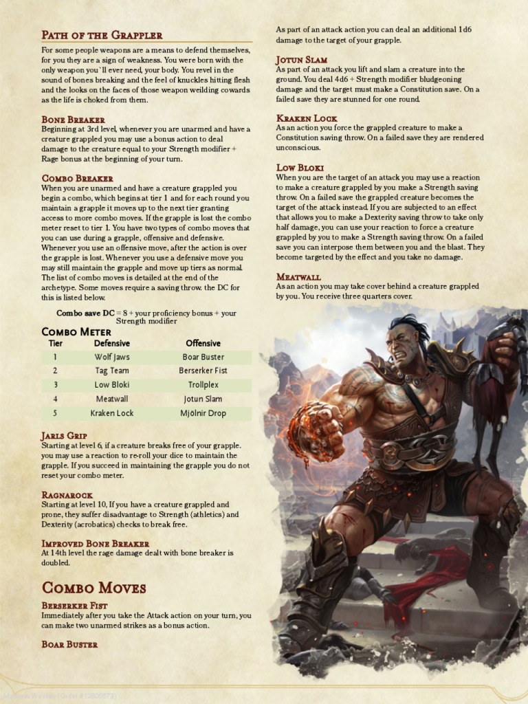 Grappler A Barbarian Path | PDF | Combat Sports | Sports