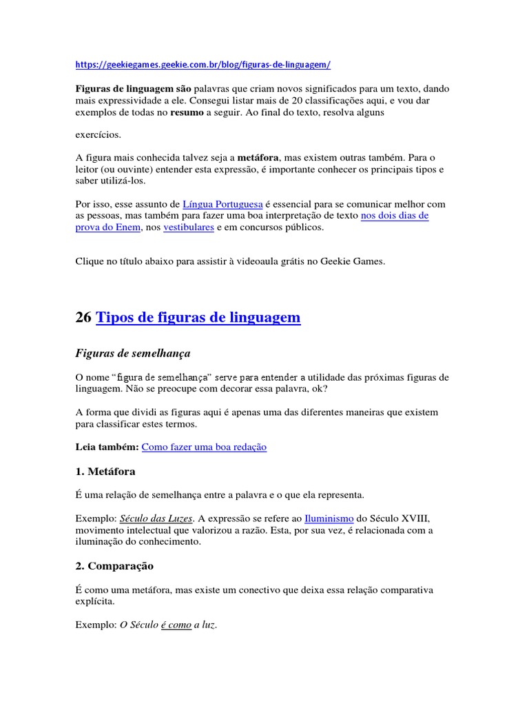 26 Figuras de Linguagem Explicadas | PDF | Metáfora | Palavra