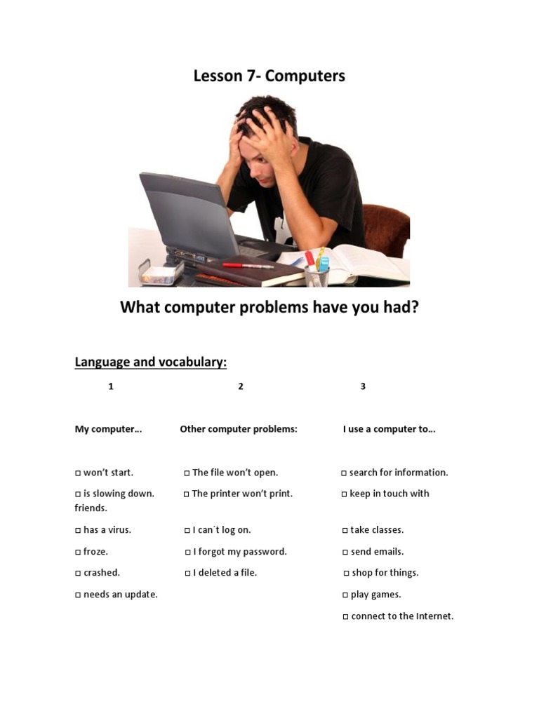 Computer Problems and Vocabulary | PDF
