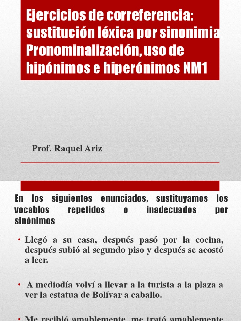 Ejercicios de Sustitución Léxica y Correferencia | PDF | Religión y ...