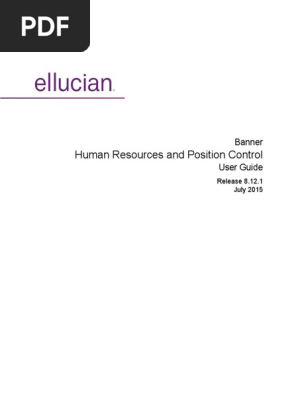 Banner Human Resources Position Control User Guide 8 12 1