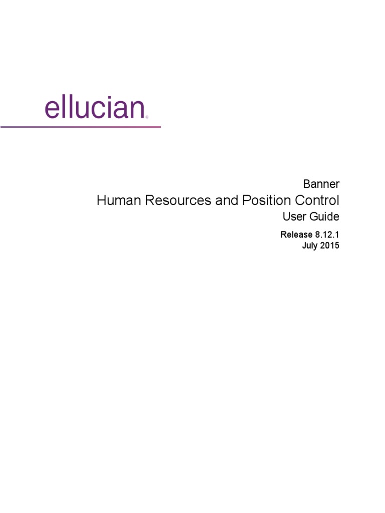 Banner Human Resources Position Control User Guide 8 12 1
