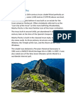 Machu Picchu: Watana, The Temple of The Sun, and The Room of The Three Windows