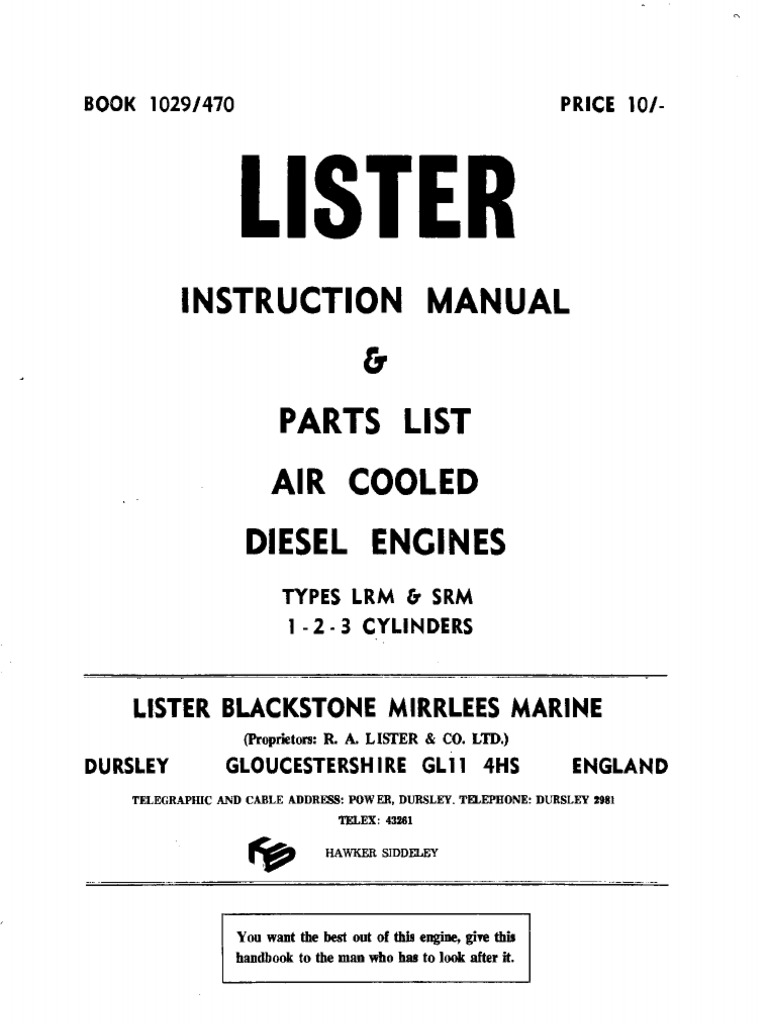 Lister hr3 workshop manual