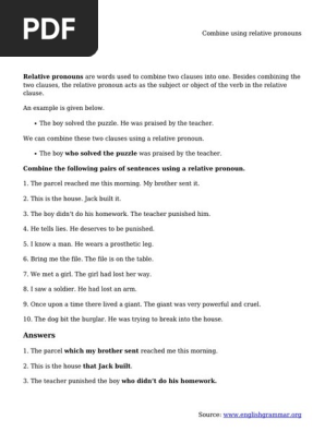 Combine Using Relative Pronouns Pdf