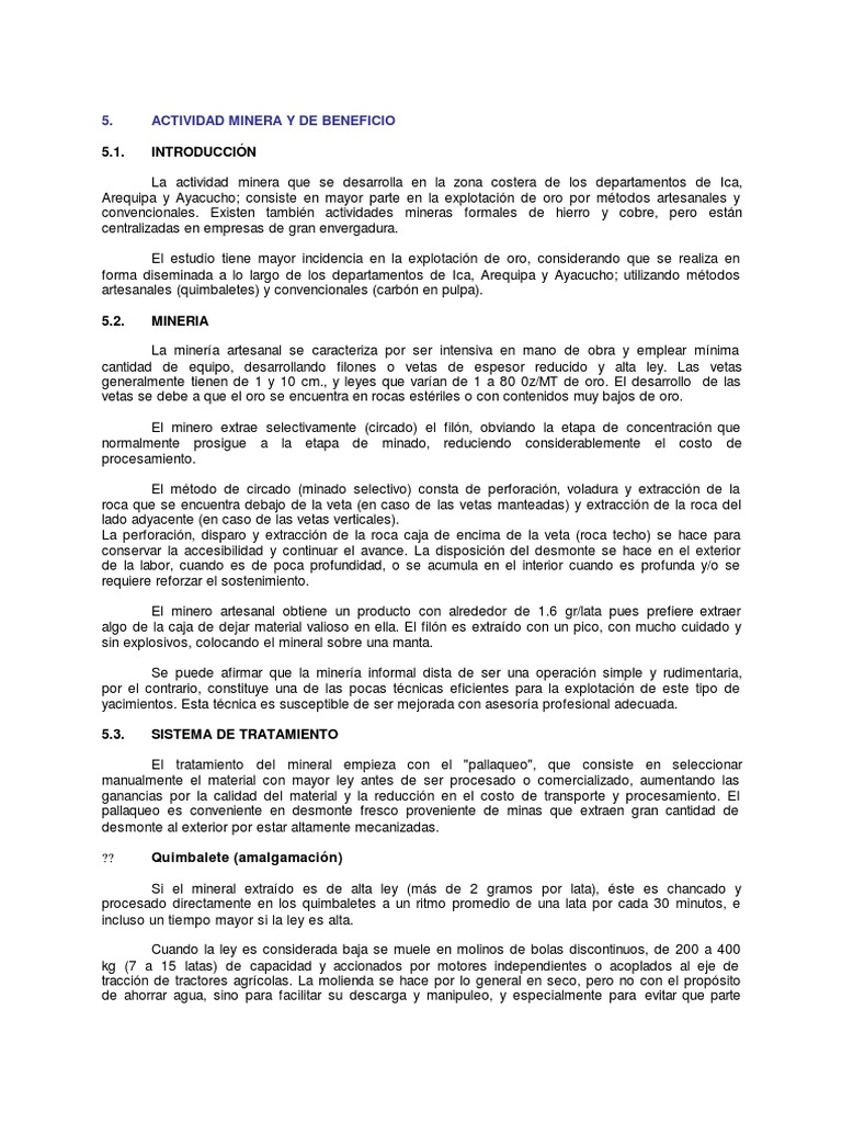 Actividad Minera y de Beneficio PDF | PDF | Mercurio (Elemento) | Minería
