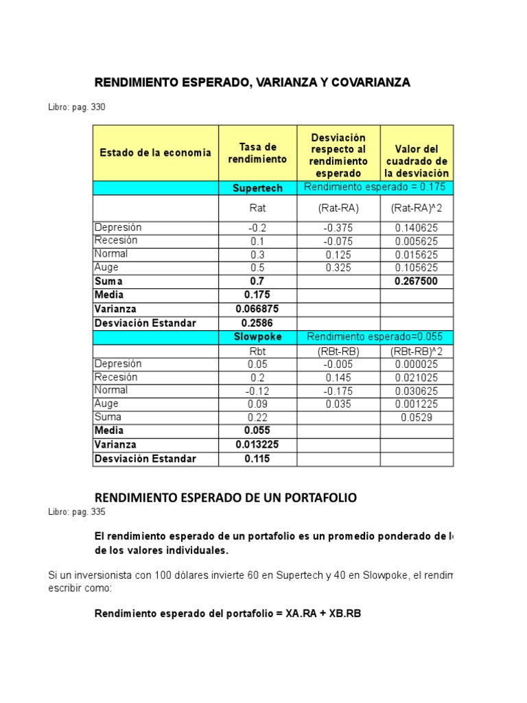 Rendimiento y Riesgo de Inversiones Financieras | PDF | Compartir ...
