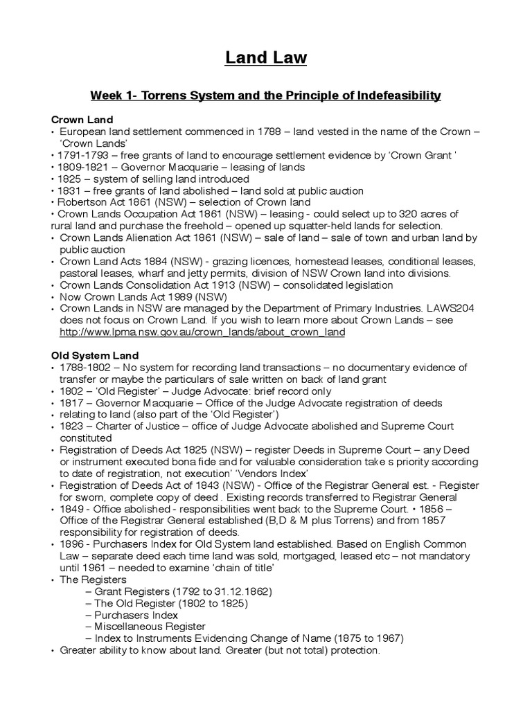 Land Law Notes PDF Trust Law Mortgage Law