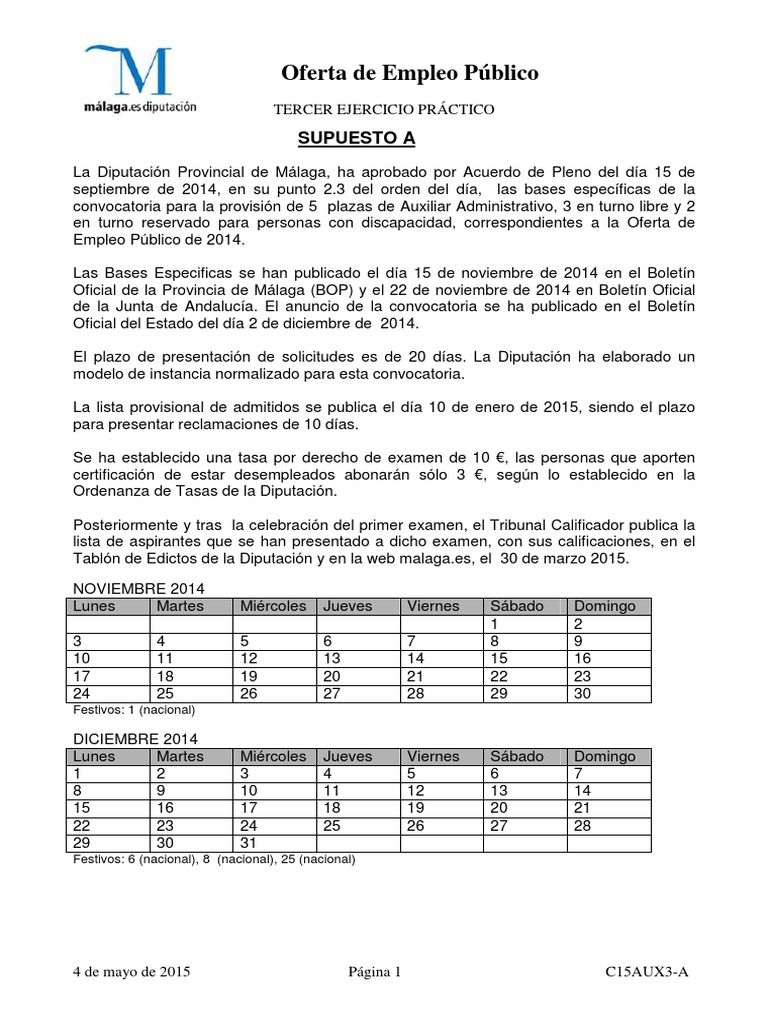 Auxiliar Administrativo Tercer Examen Examen A