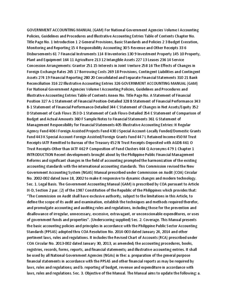 Government Accounting Manual Financial Statement Ownership