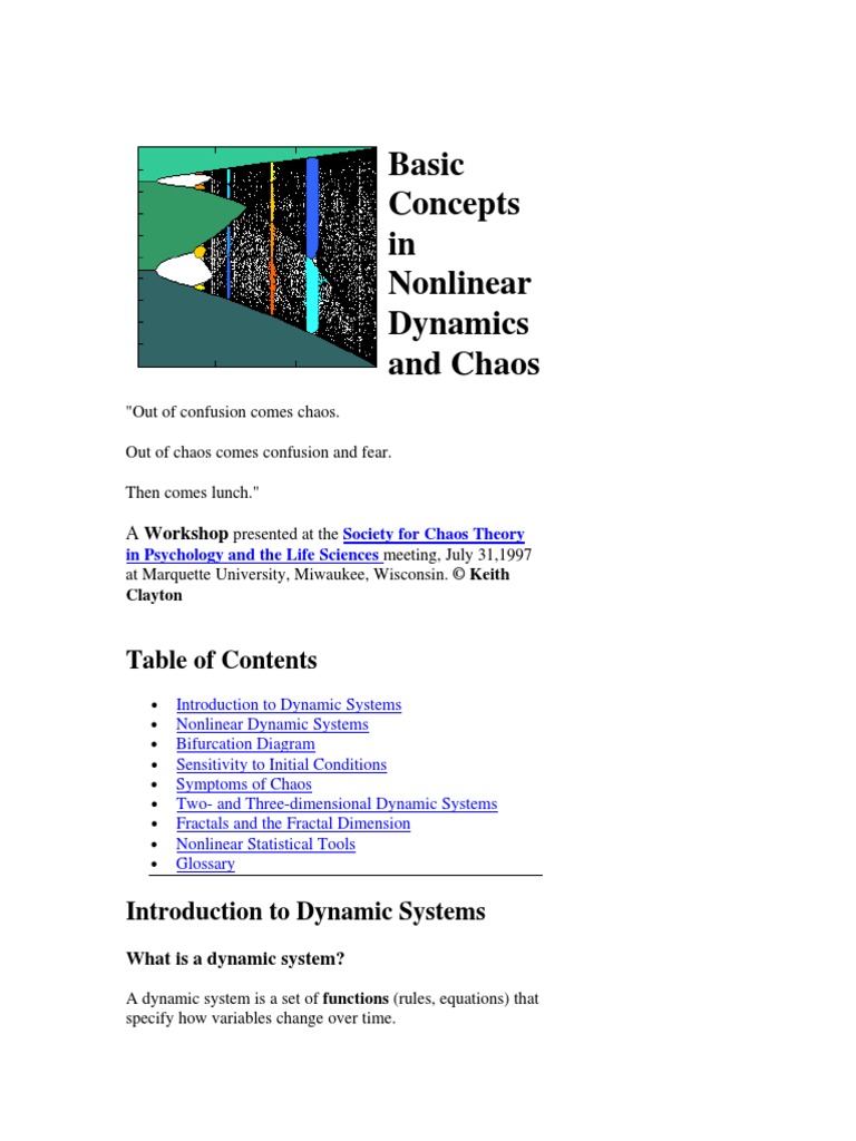Basic Concepts in Nonlinear Dynamics and Chaos PDF | PDF
