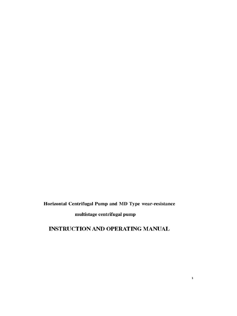 MD Multistage Centrifugal Pump Manual | PDF | Pump | Bearing (Mechanical)