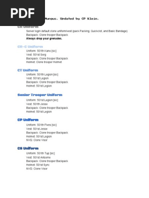 501st Loadout Documentation
