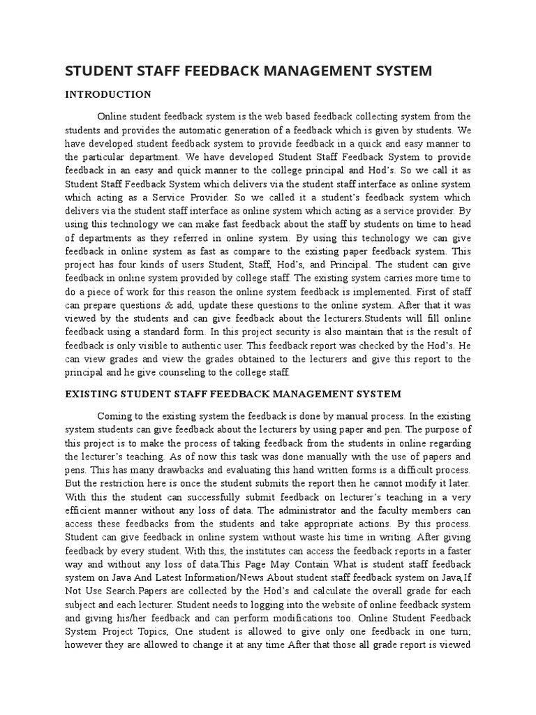 Student Feedback System-Complete Documentation | PDF | Class (Computer ...
