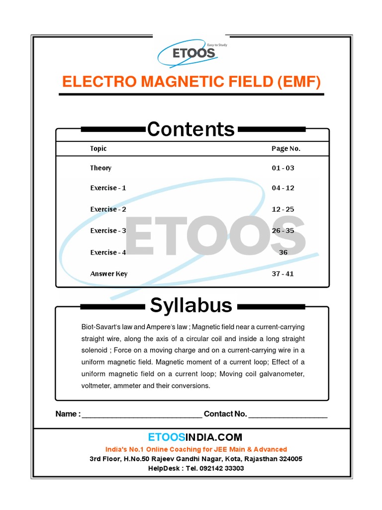 Electro Magnetic Field PDF | PDF | Magnetic Field | Electromagnetic ...