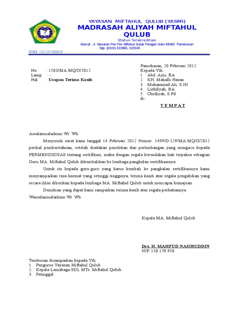 Surat Pemberhentian Guru Berikut ini merupakan kumpulan dari contoh surat keputusan kepala sekolah yang dapat bapakibu gunakan sebagai.