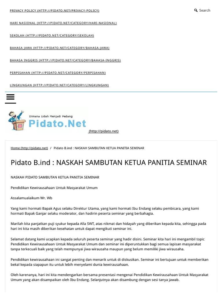 Contoh Kata Sambutan Ketua Panitia Seminar Kesehatan Blog Pendidikan