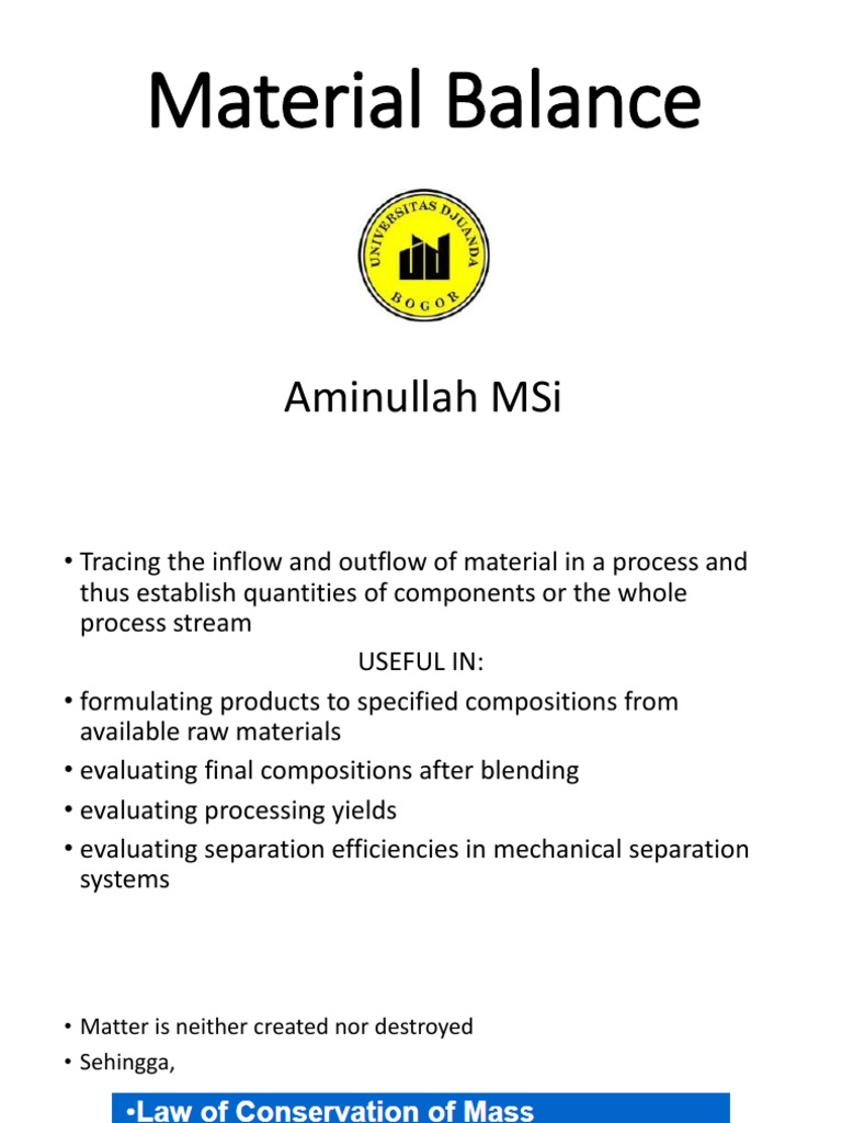Material Balance in Formulation Processes | PDF | Kilogram | Solution
