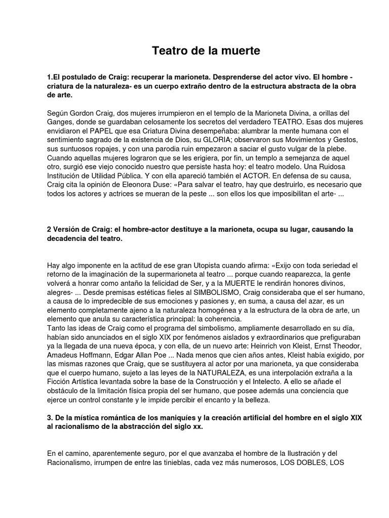 Teatro de La Muerte TADEUSZ KANTOR PDF Teatro Destino