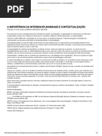 A Importância Da Interdisciplinaridade e Contextualização