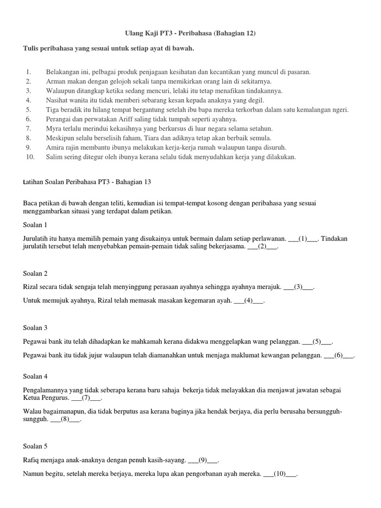 Peribahasa Soalan Pdf
