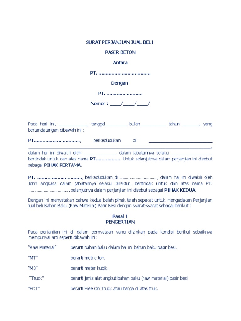 Dokumen Tips Draf Perjanjian Jual Beli Pasir Besi