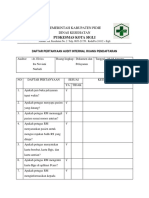 Hasil Audit Daftar Pertanyaan Audit Internal Ruang Pendaftaran
